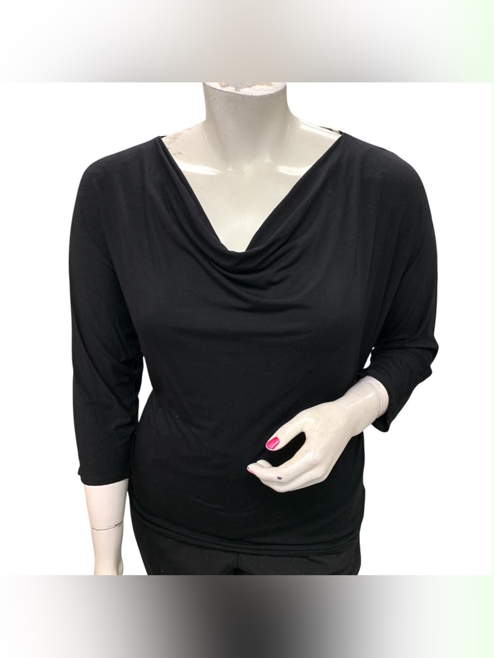 Studio NWT Black Cowl Neck Long Sleeve Top Size L
